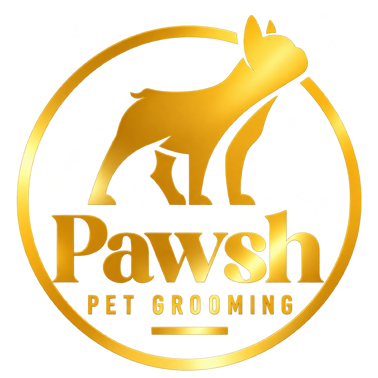 Pawsh Pet Grooming — original gold logo